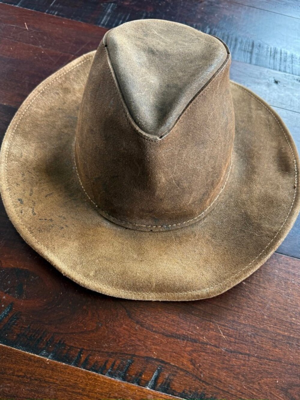Henchel St Louis Hatquarters USA Leather Brown Cowboy Hat Size Large